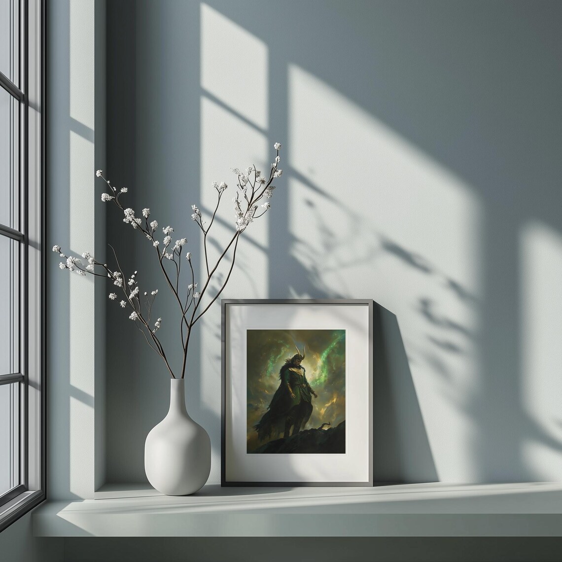 Loki God of Mischief Horned Green Cloak Baroque Fantasy Poster - Image 5