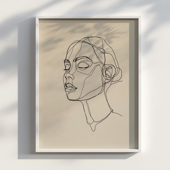 Minimal One Line Drawing Woman Face Elegant Contour Art Poster