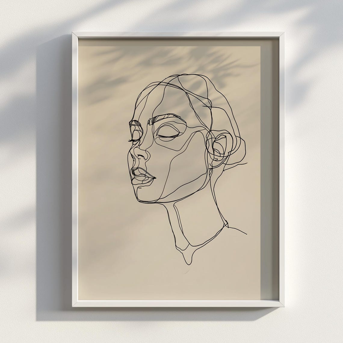 Minimal One Line Drawing Woman Face Elegant Contour Art Poster