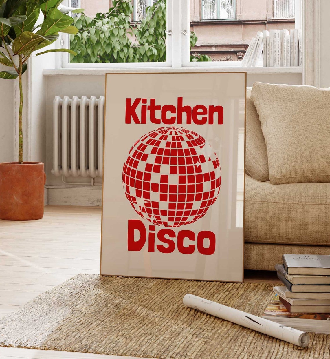 Kitchen Disco Red Funky 70s Retro Typography Kitchen Decor Wall Poster - Image 3