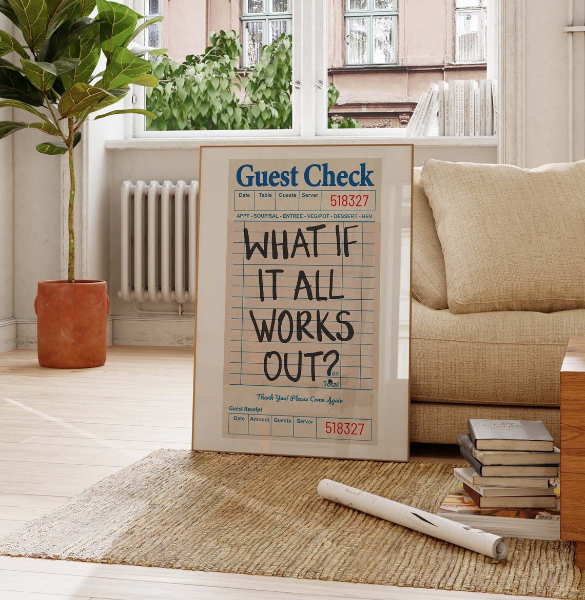 What If It All Works Out Black Guest Check Inspirational Retro Poster