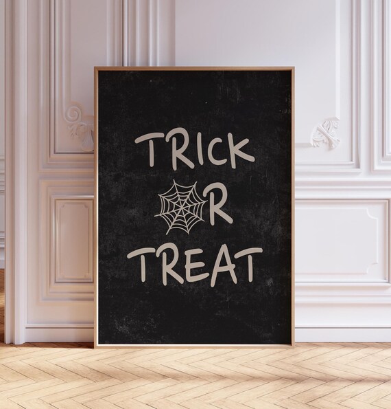 Black Trick Or Treat Spooky Halloween Spider Web Minimalist Poster