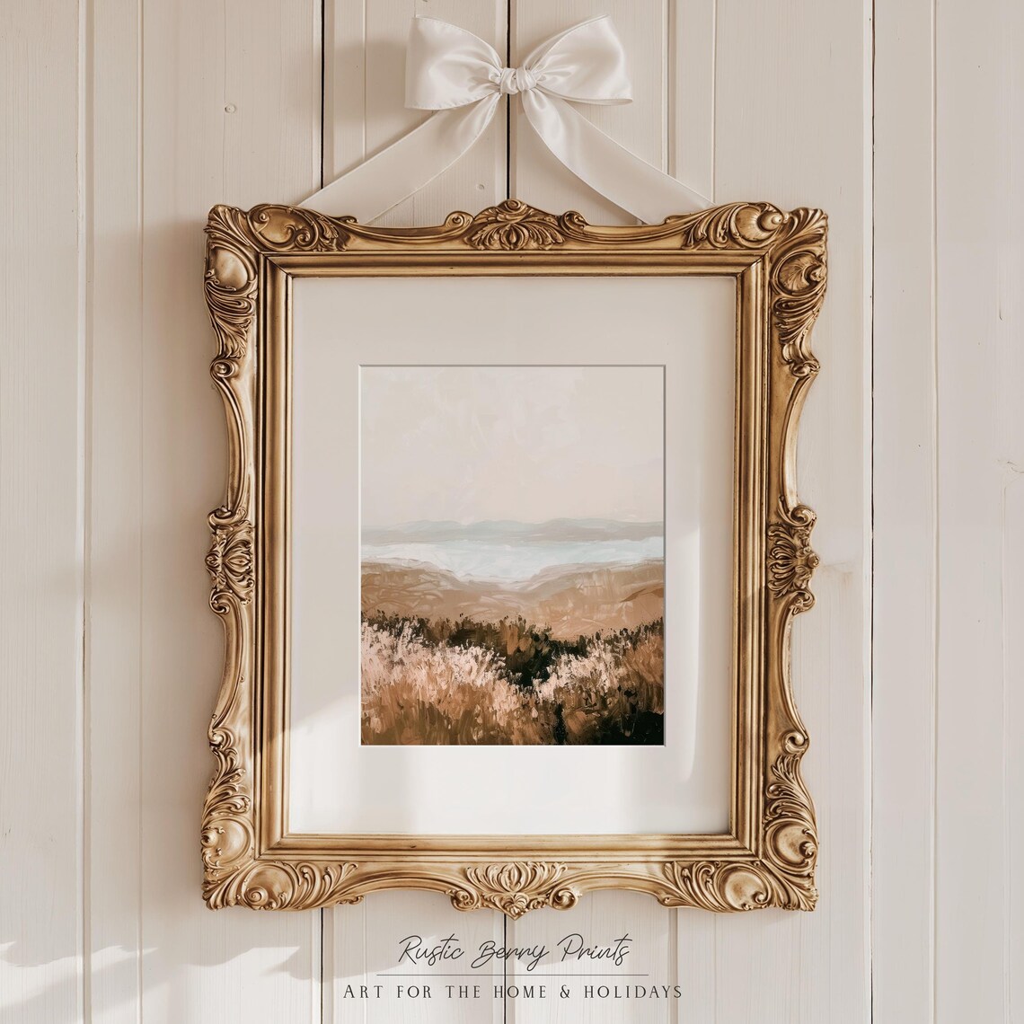 Soft Pastel Rolling Hills Wildflower Meadow Rustic Countryside Art Poster
