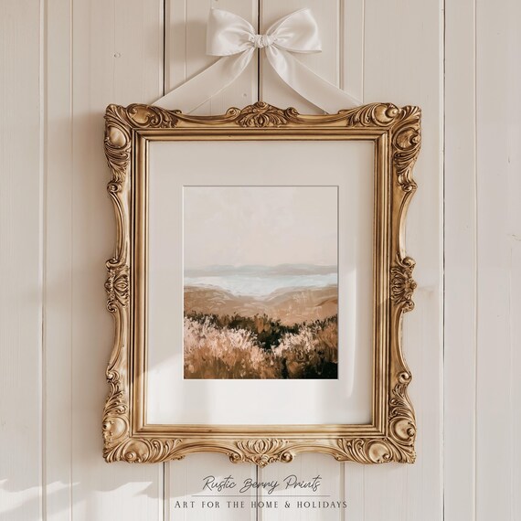 Soft Pastel Rolling Hills Wildflower Meadow Rustic Countryside Art Poster