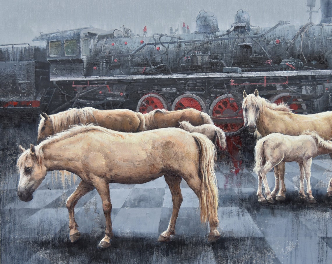 Oil Painting Original Contemporary Art Horse Painting Wall Art Oil On Horse Home Decoration Personality Gift