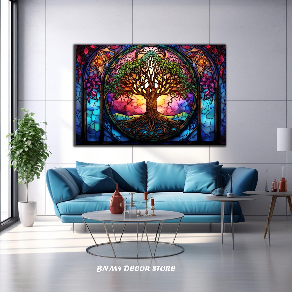 Tree of Life Stained Glass Wall Art