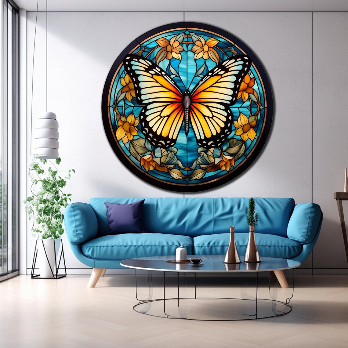 Butterfly Round Wall Art Print, Housewarming Gift