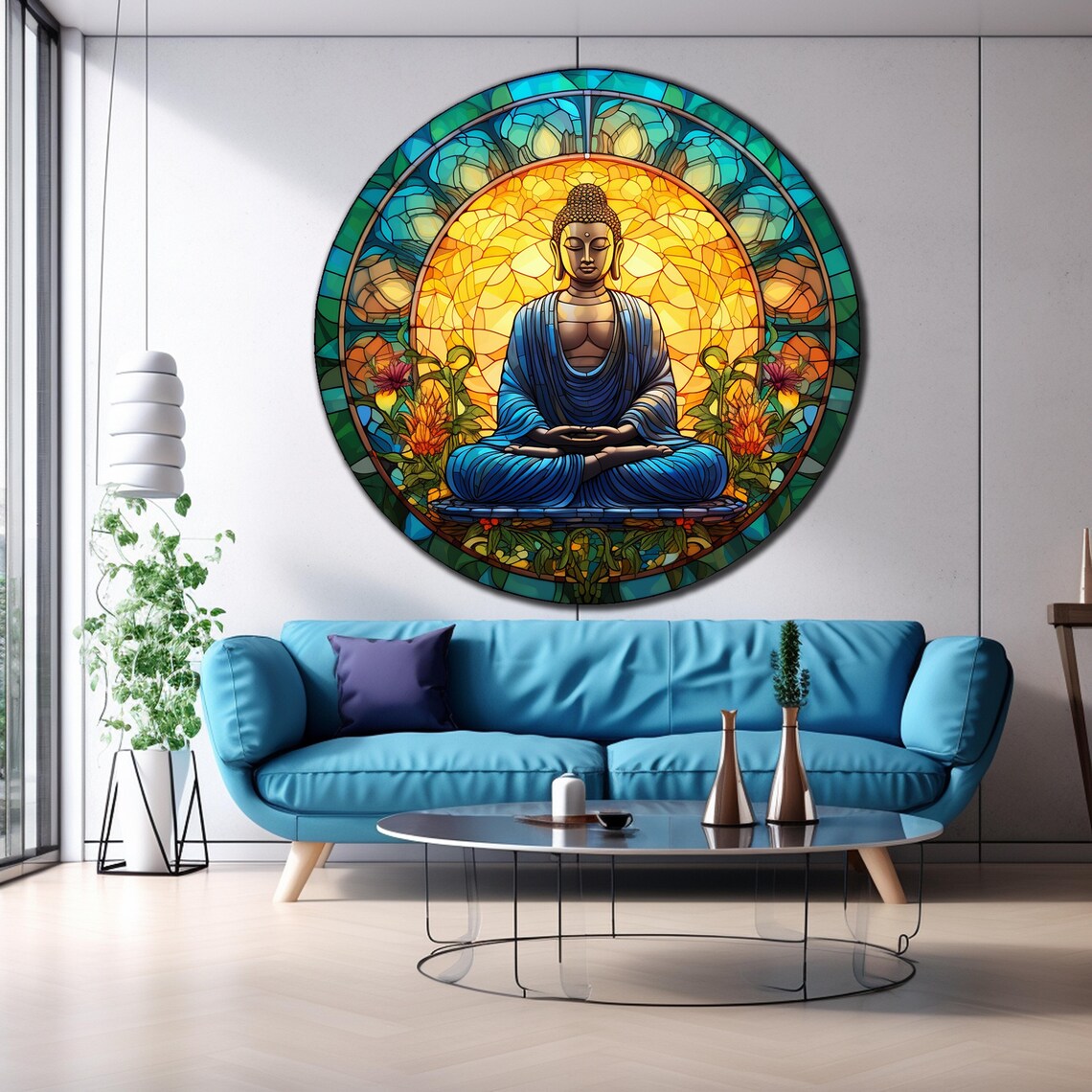 Buddha Tempered Glass Art, Buddhism Wall Decor