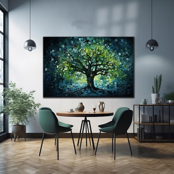 Tempered Glass Wall Art Life Of Tree Glass Decor Stained Wall Art Green Life Of Tree Large Wall Art Housewarming Gift Stained Window