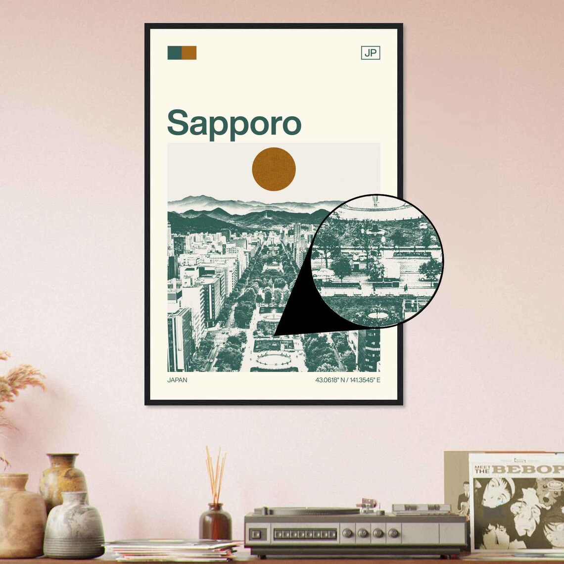 Sapporo Japan Minimalist Monochrome Travel Poster - Image 4