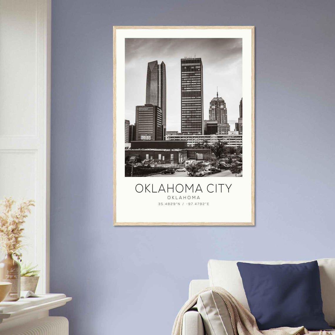 Oklahoma City Downtown Tower View Black and White Photo Poster - Image 2