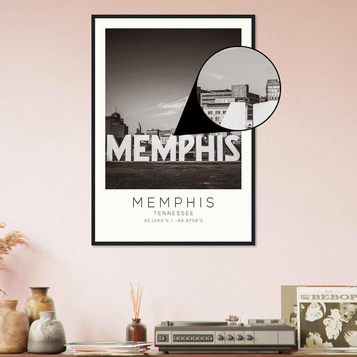Memphis Tennessee Big Memphis Sign Skyline Minimalist Travel Poster - Image 4
