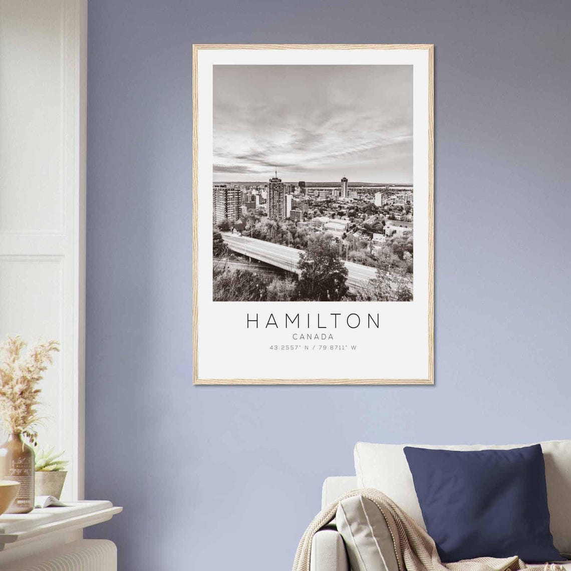 Hamilton Canada Black and White City Skyline View Travel Poster - Image 2