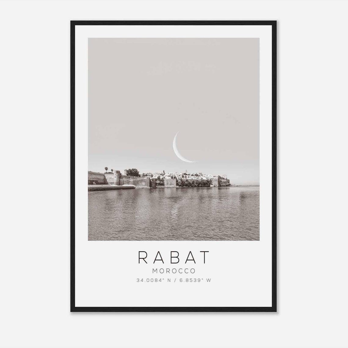 Rabat Morocco Historic Kasbah Coastline Crescent Moon Photo Poster