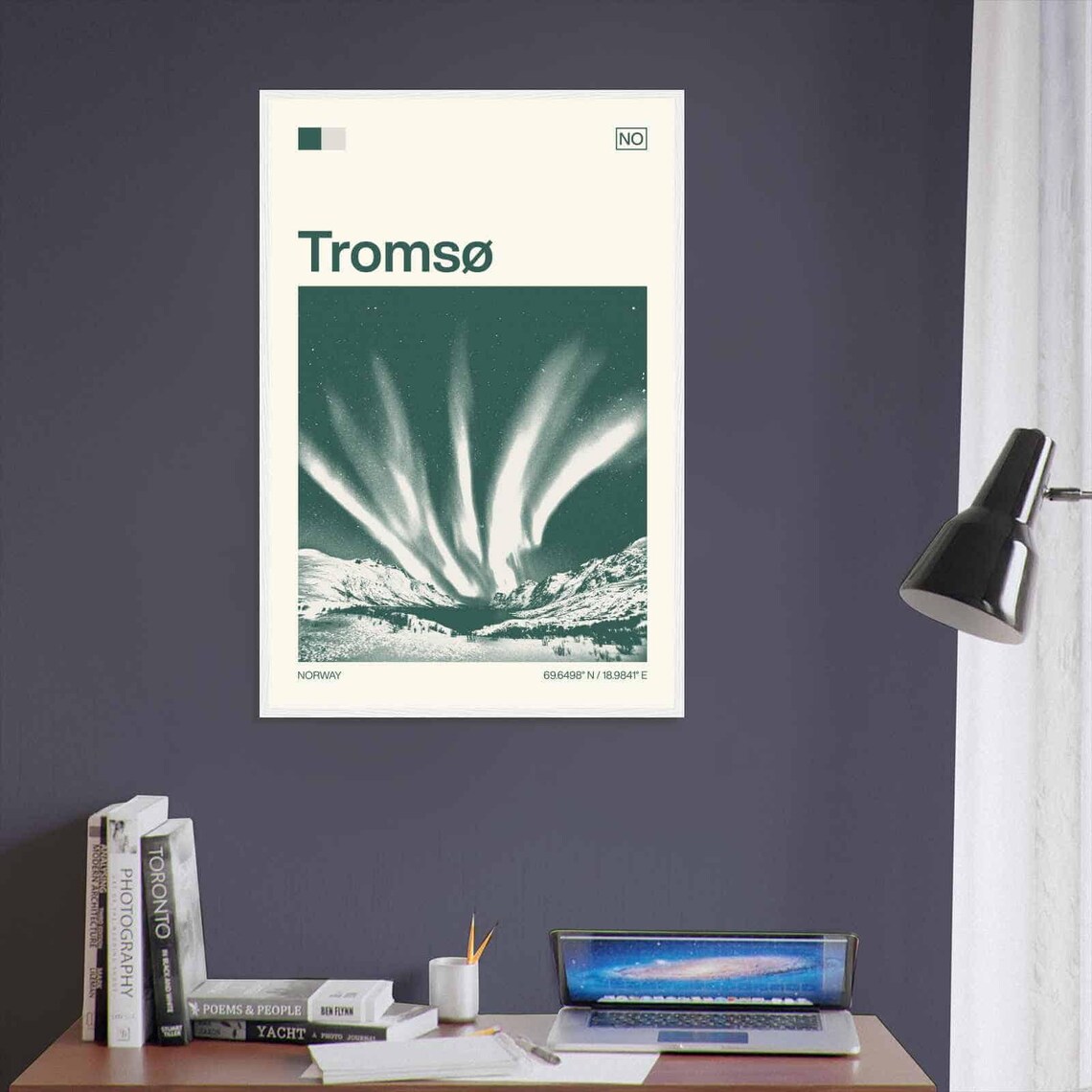 Tromsø Norway Northern Lights Snow Peaks Vintage Travel Poster - Image 3