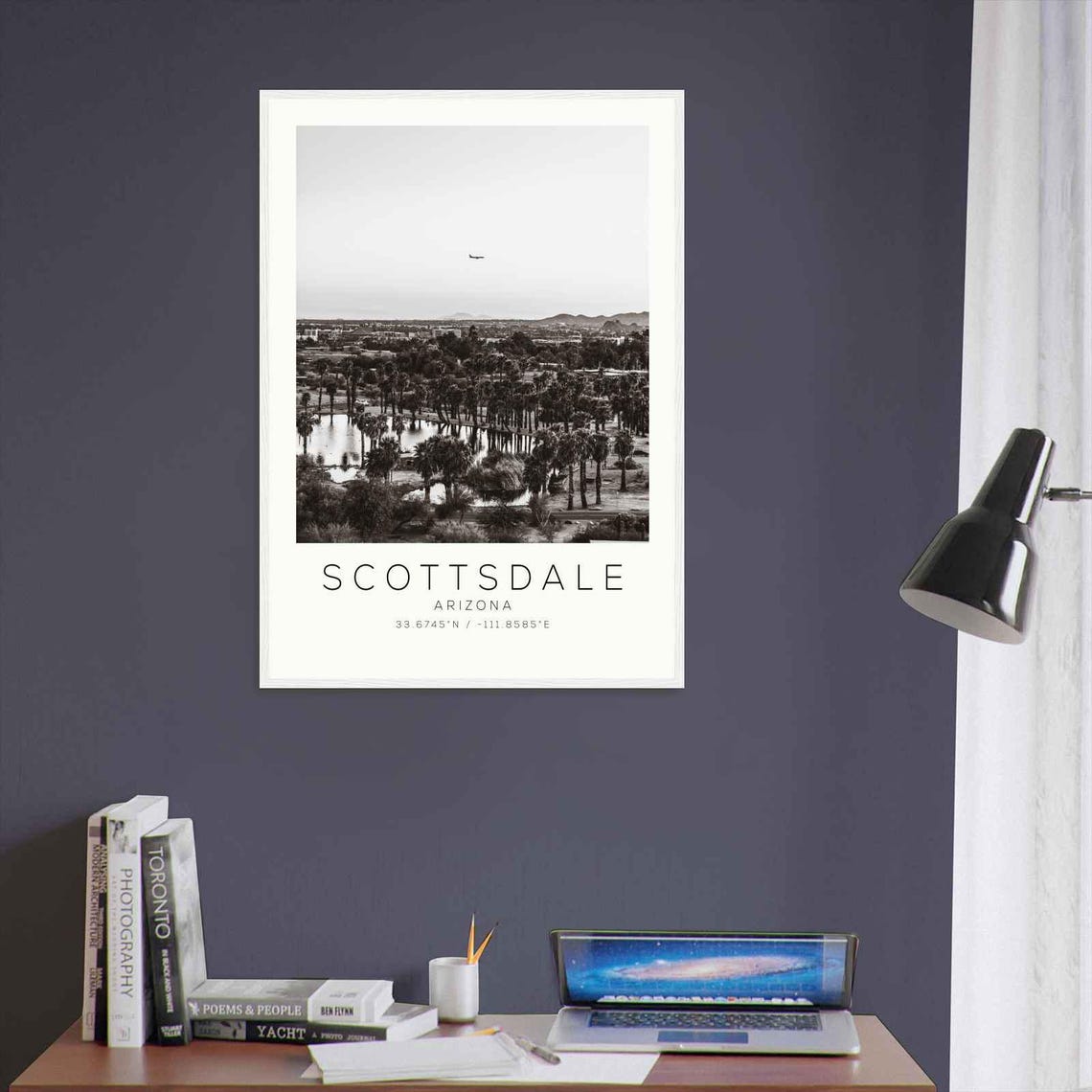 Scottsdale Arizona Palm Tree Lake Sunset Minimalist Photo Poster - Image 3