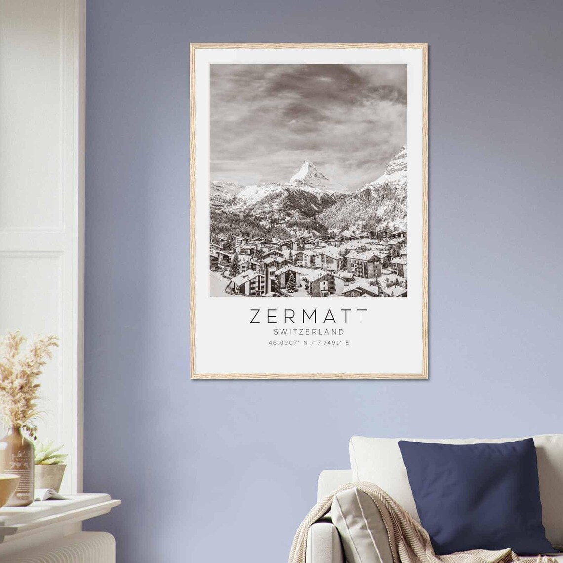 Zermatt Switzerland Travel Photo Poster Bw Zermatt Travel Print Minimalist Travel Poster Print - Image 2