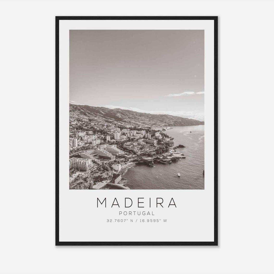 Madeira Portugal Travel Photo Poster Bw Madeira Travel Print Minimalist Travel Poster Print
