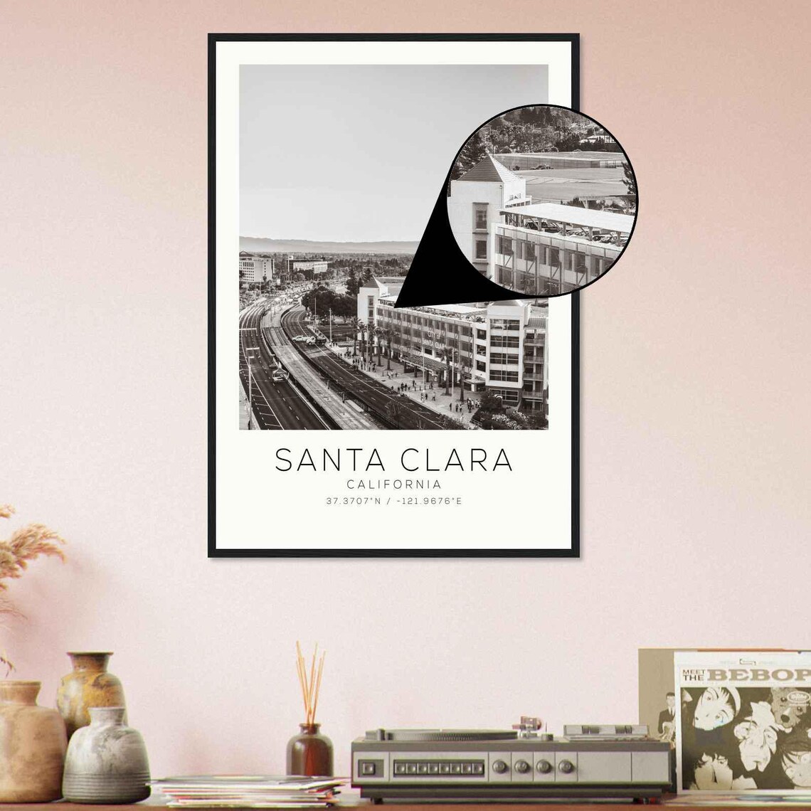 Santa Clara California Downtown Rail Tracks City View Photo Poster - Image 4