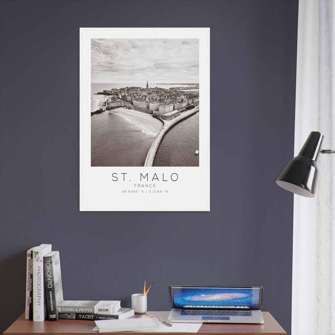 St Malo France Travel Photo Poster Bw St Malo Travel Print Minimalist Travel Poster Print - Image 3