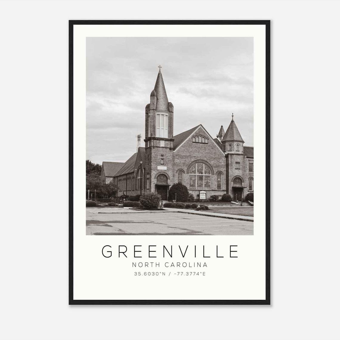 Greenville North Carolina Photo Travel Poster Greenville Travel Print Minimalist Travel Print