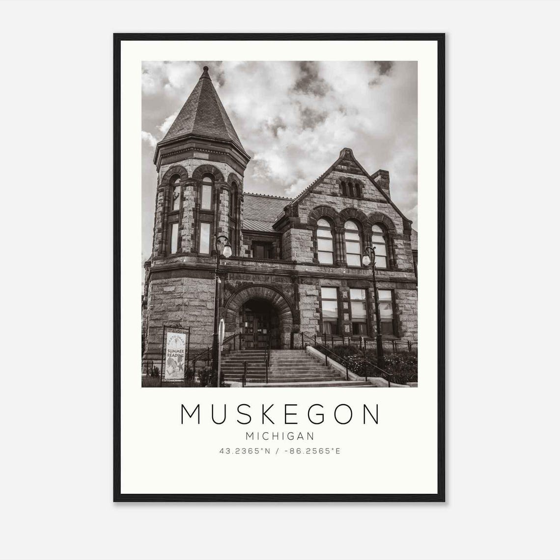 Muskegon Michigan Photo Travel Poster Muskegon Travel Print Minimalist Travel Print Ds1
