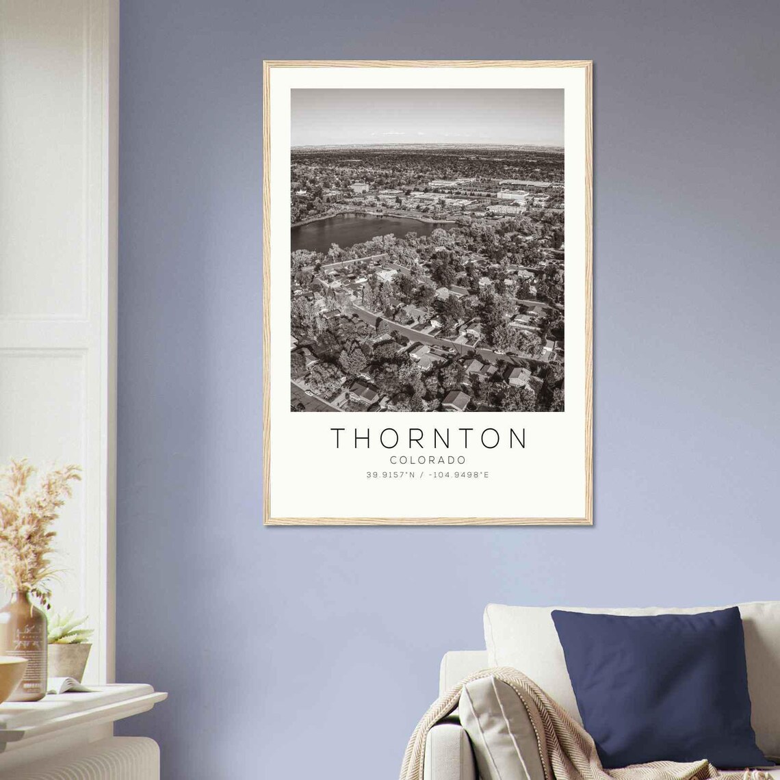 Thornton Colorado Aerial Lake Neighborhoods Minimalist Photo Poster - Image 2