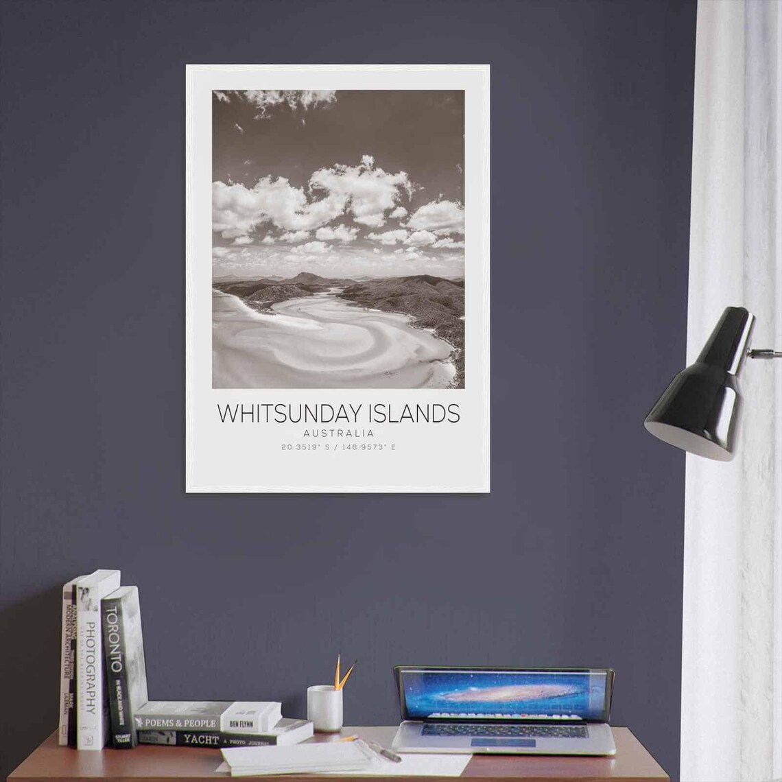 Whitsunday Islands Australia Travel Photo Poster Bw Whitsunday Islands Travel Print Minimalist Travel Poster Print - Image 3
