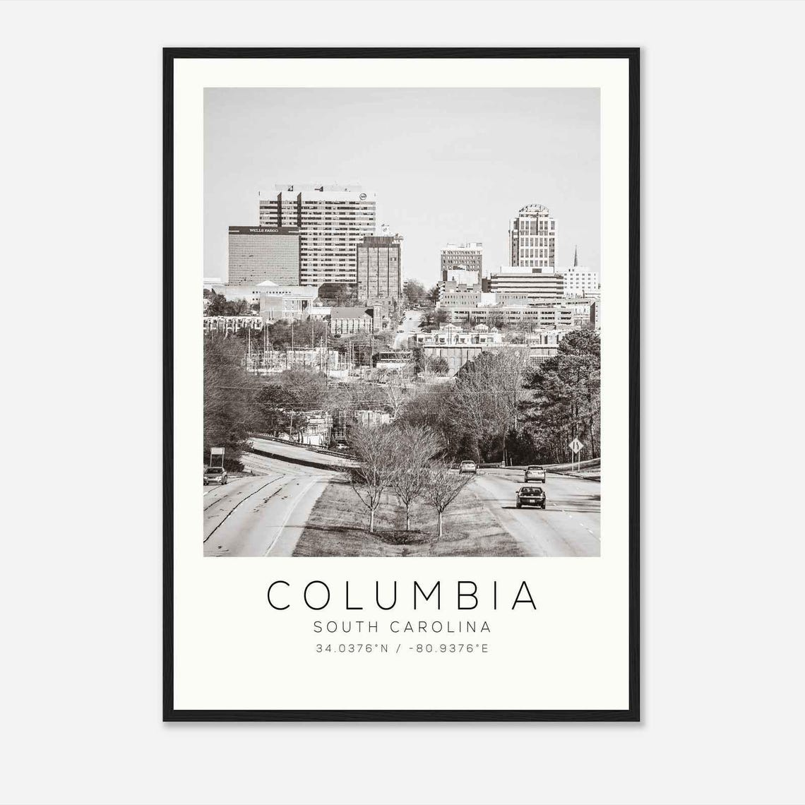Columbia South Carolina Downtown Skyline Highway Photo Poster