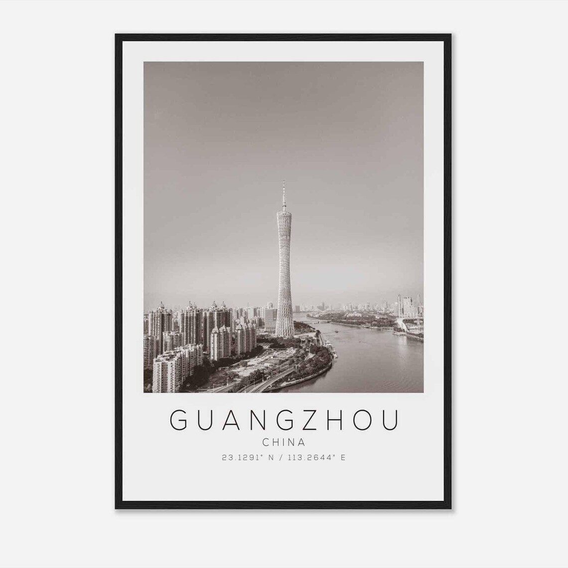 Guangzhou China Travel Photo Poster Bw Guangzhou Travel Print Minimalist Travel Poster Print