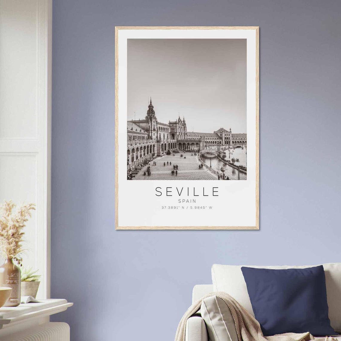 Seville Spain Plaza de Espana Arcade Black and White Travel Poster - Image 2