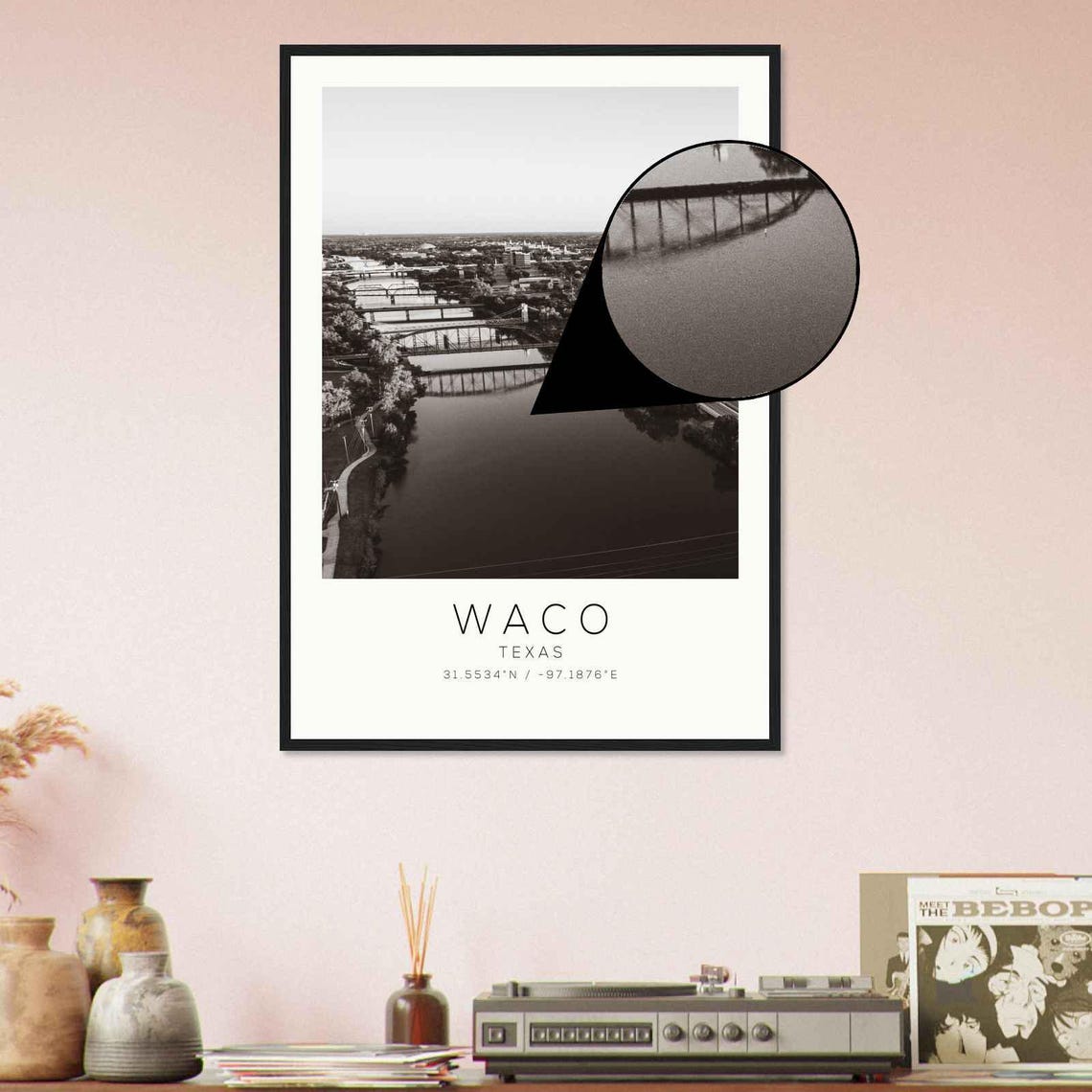 Waco Texas Brazos River Bridges Aerial Skyline Photo Travel Poster - Image 4