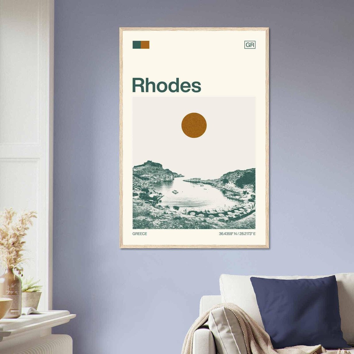 Rhodes Greece Minimalist Monochrome Travel Poster - Image 2