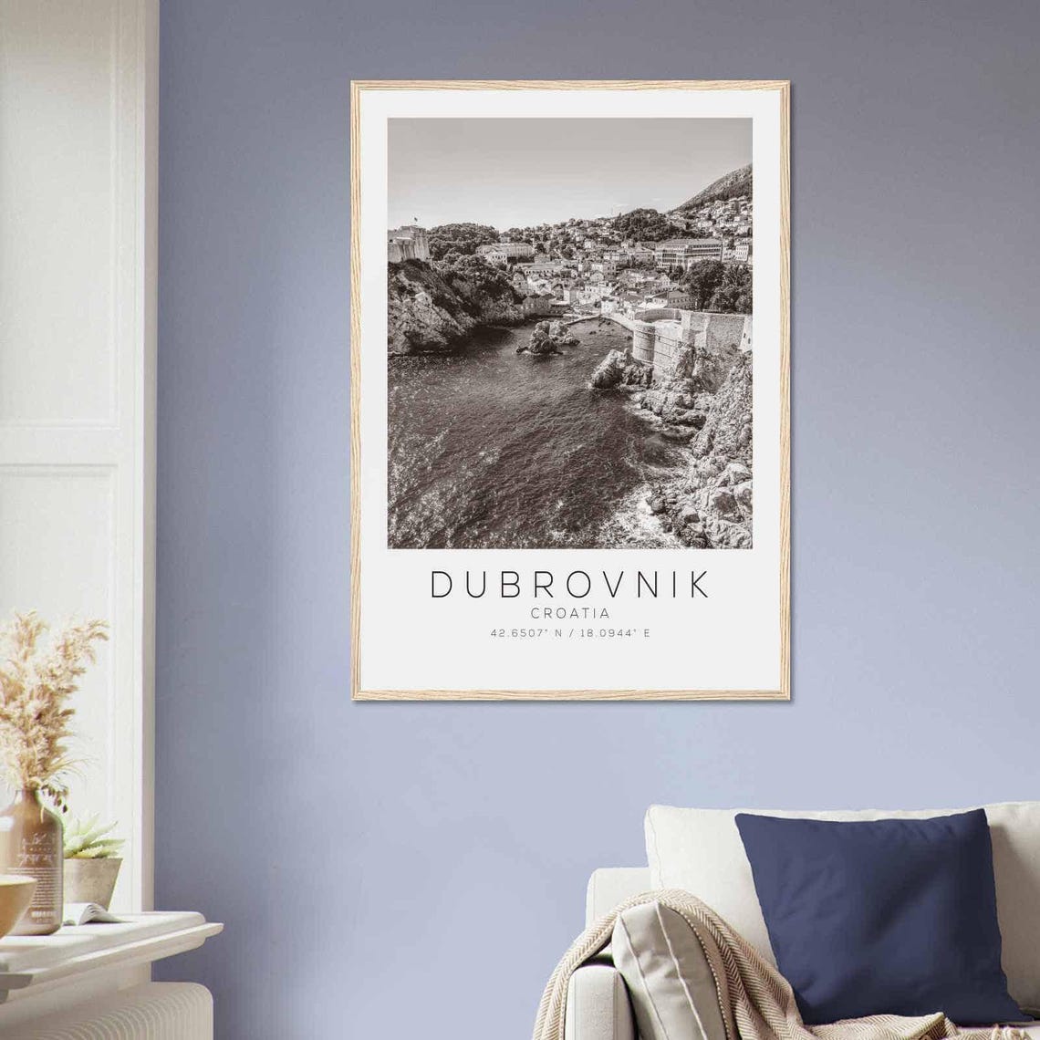 Dubrovnik Croatia Old Town Harbor Adriatic Black White Photo Poster - Image 2