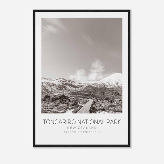 Tongariro National Park New Zealand Mountain Black and White Photo Poster