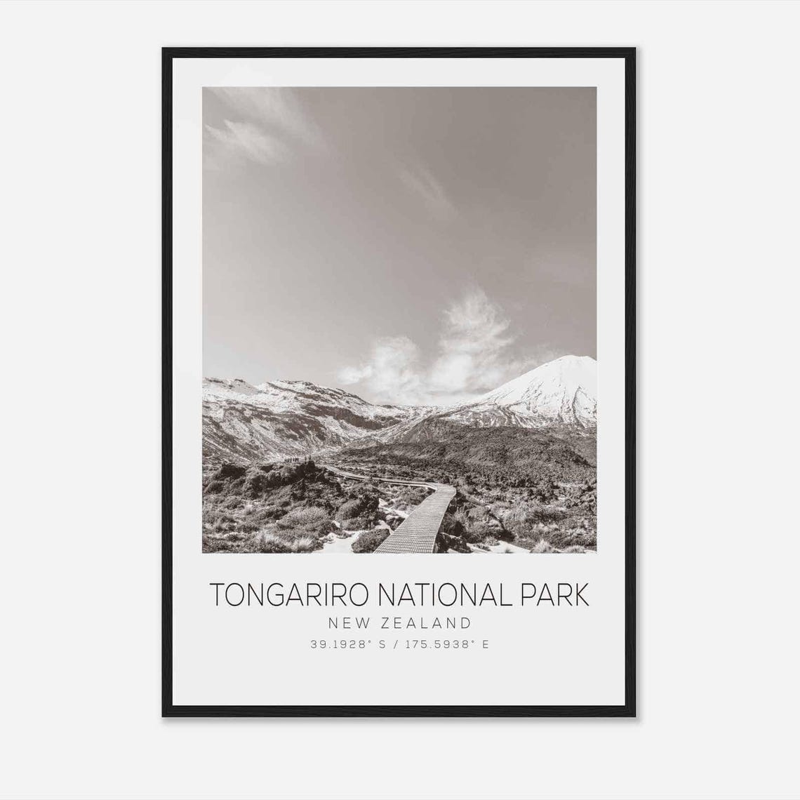 Tongariro National Park New Zealand Travel Photo Poster Bw Tongariro National Park Travel Print Minimalist Travel Poster Print