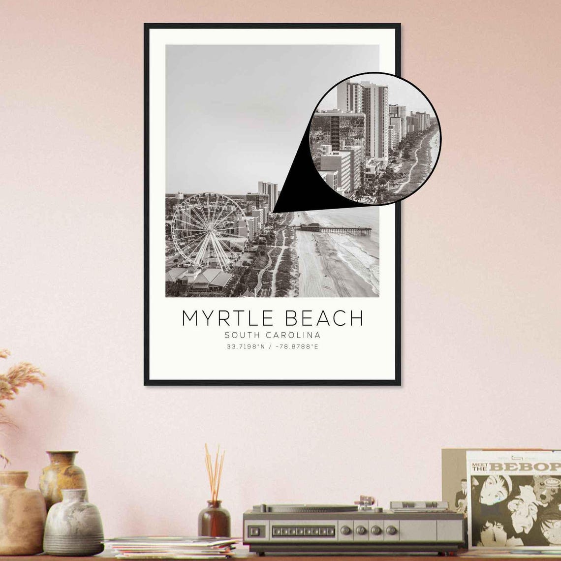 Myrtle Beach South Carolina SkyWheel Pier Minimalist Travel Poster - Image 4