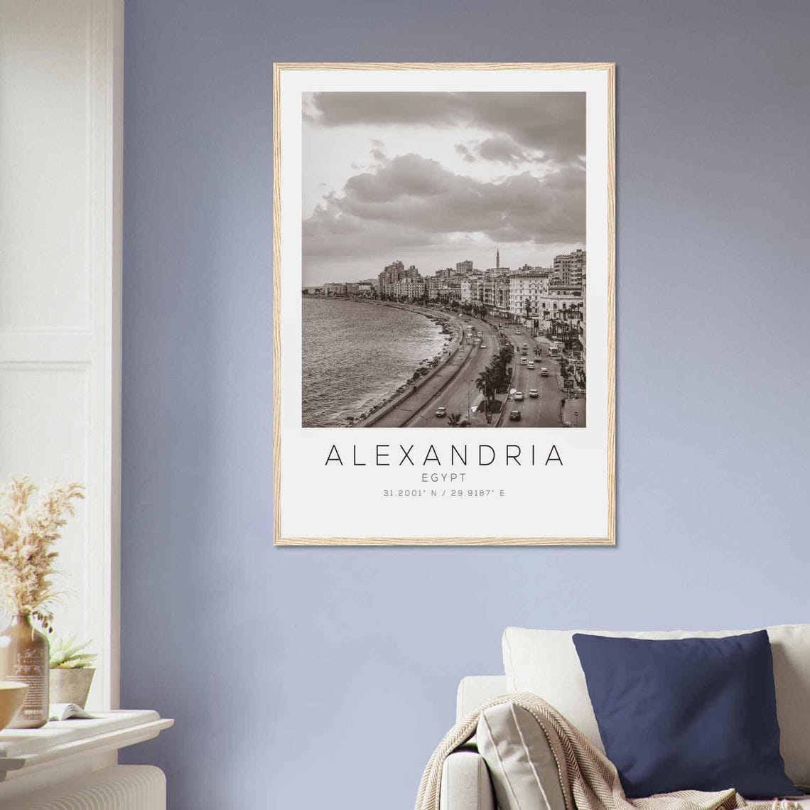 Alexandria Egypt Black White Corniche Waterfront Promenade Poster - Image 2