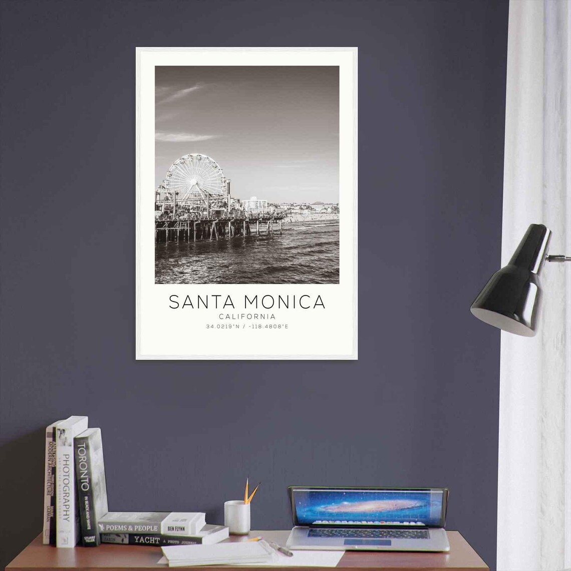 Santa Monica California Pier Ferris Wheel Minimalist Photo Poster - Image 3