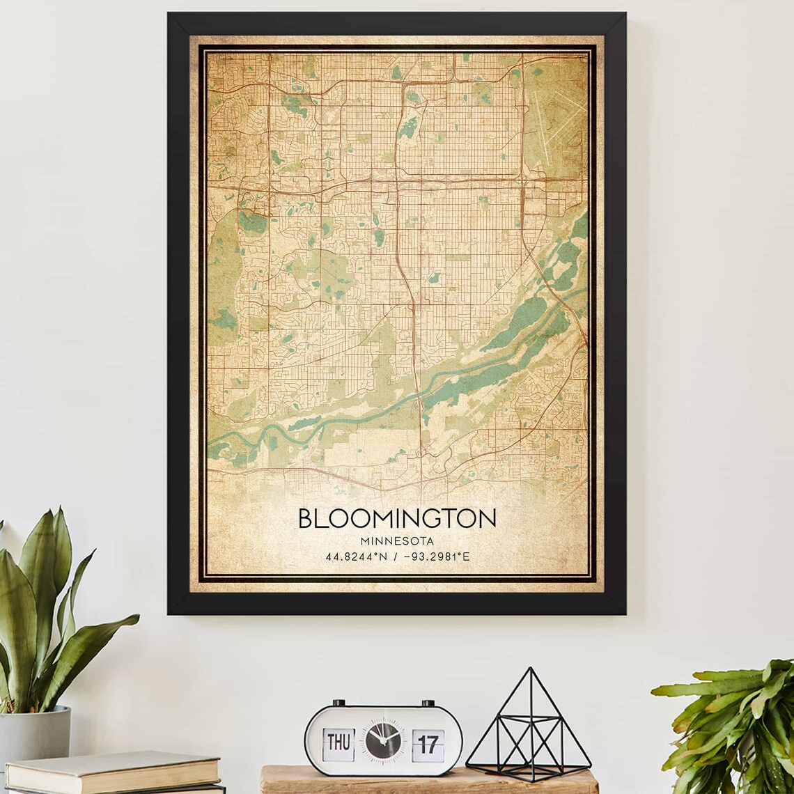 Vintage Bloomington Minnesota Map Art Print