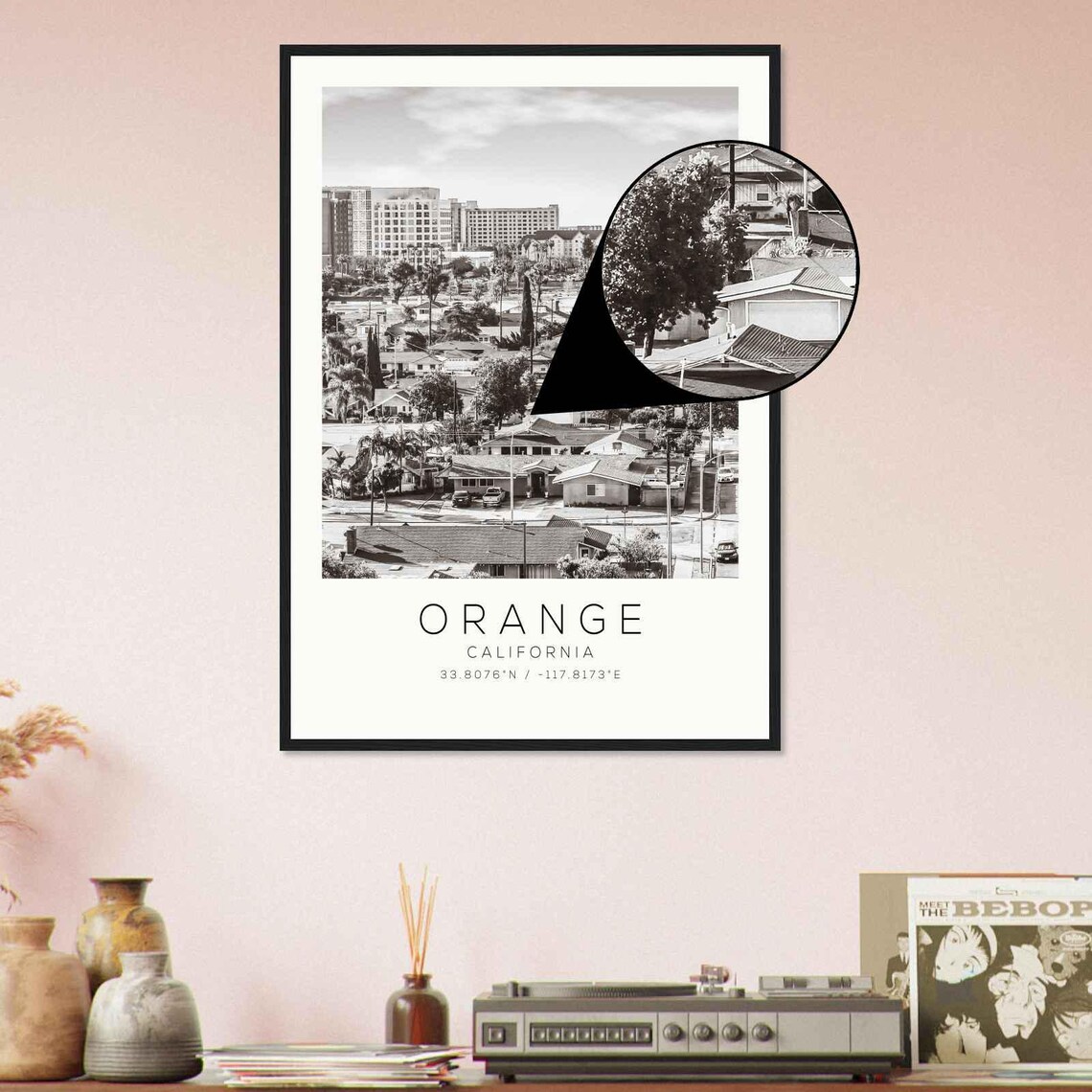Orange California Suburban Neighborhood Black and White Photo Poster - Image 4