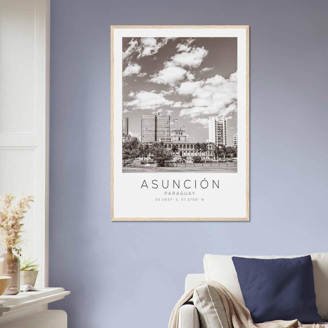Asuncion Paraguay Black White Historic City Center Travel Poster - Image 2