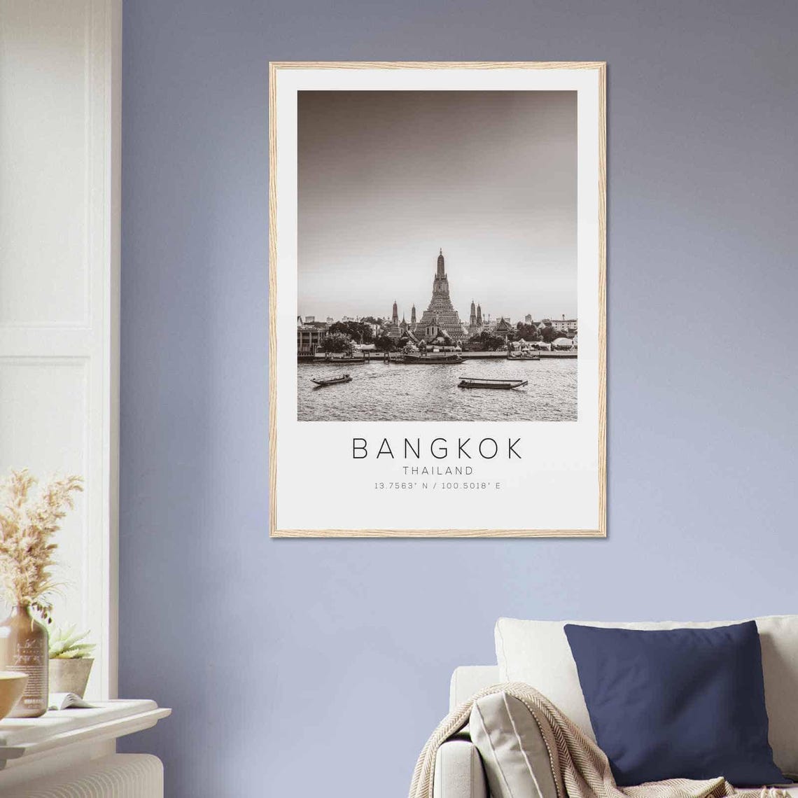 Bangkok Thailand Travel Photo Poster Bw Bangkok Travel Print Minimalist Travel Poster Print - Image 2