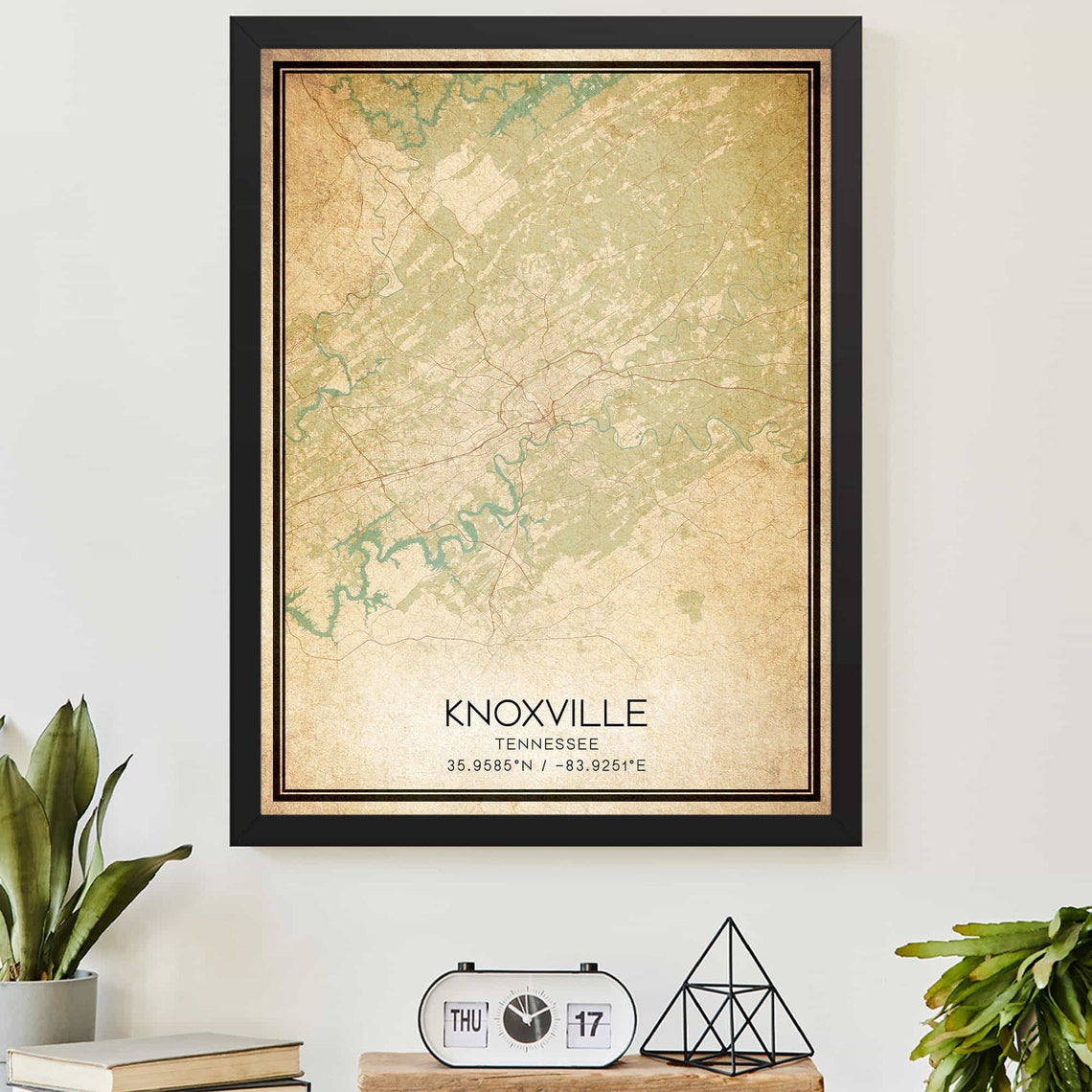 Vintage Knoxville Tennessee Map Poster