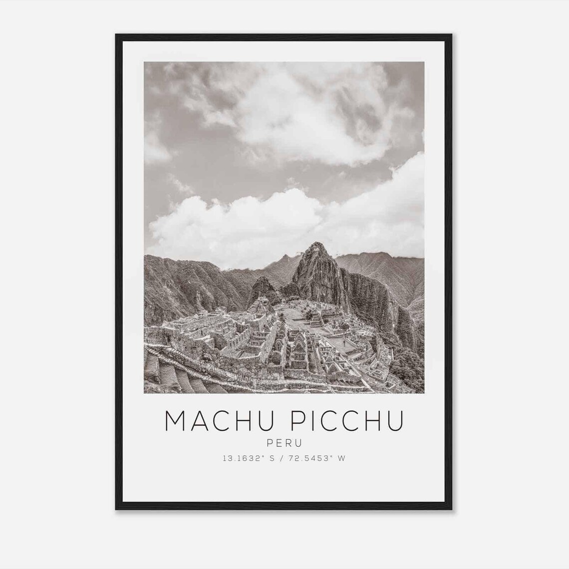 Machu Picchu Peru Travel Poster, Minimalist Photo Print