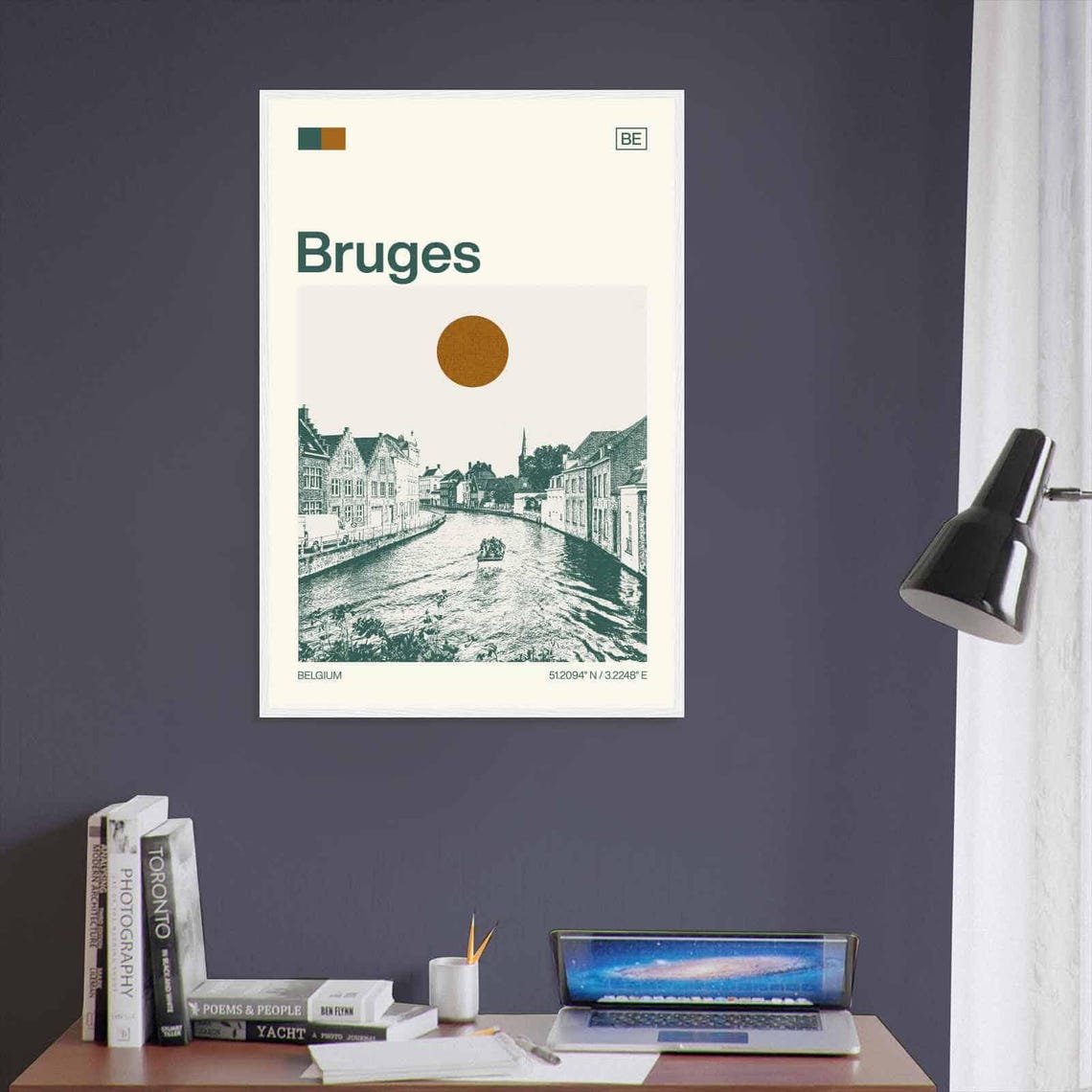 Bruges Belgium Historic Canal Duotone View Art Travel Poster - Image 3