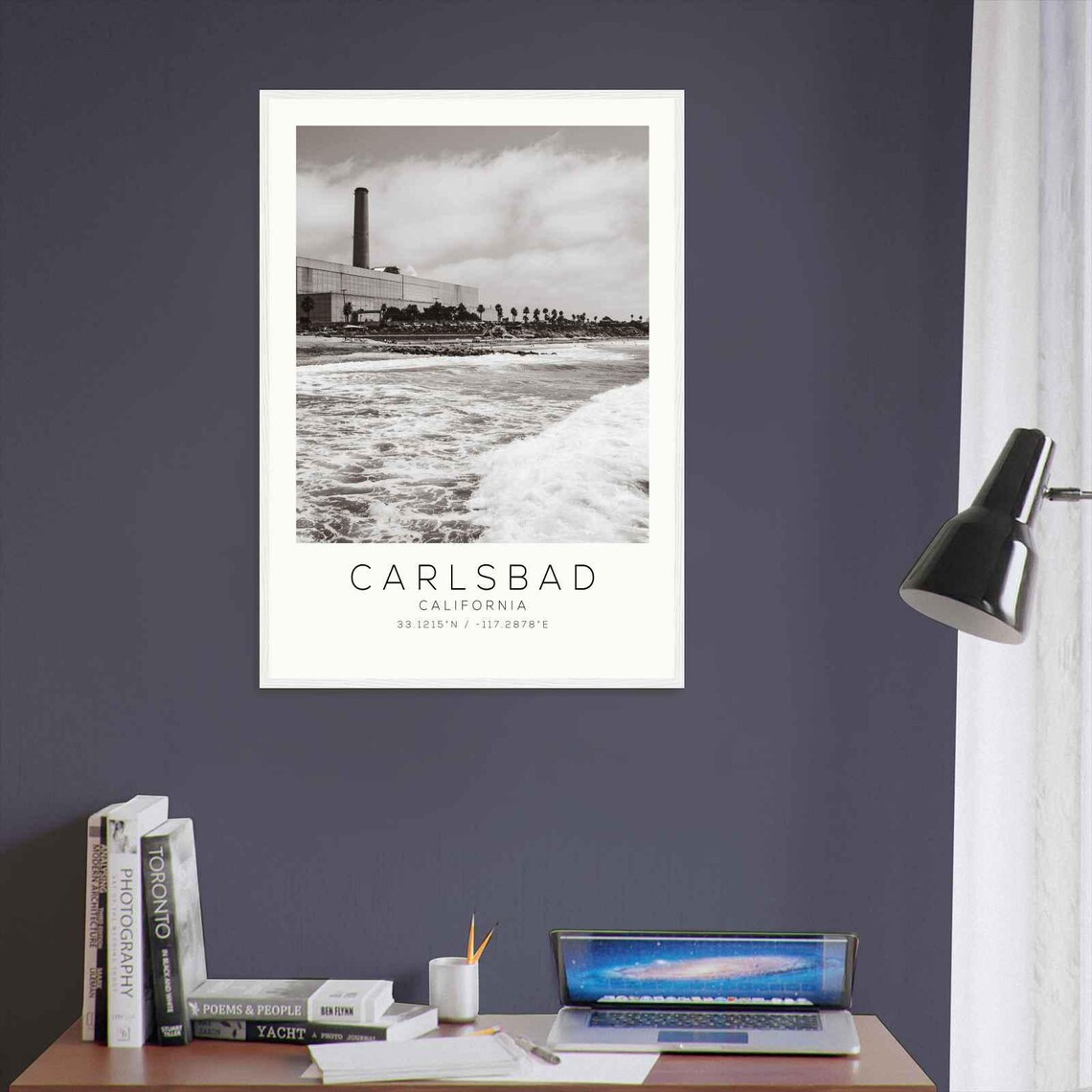 Carlsbad California Power Plant Surf Waves Minimalist Poster - Image 3