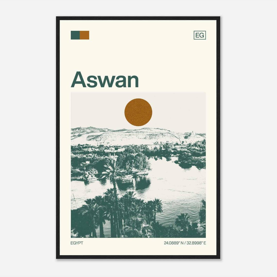 Aswan Egypt Minimalist Monochrome Travel Photo Poster