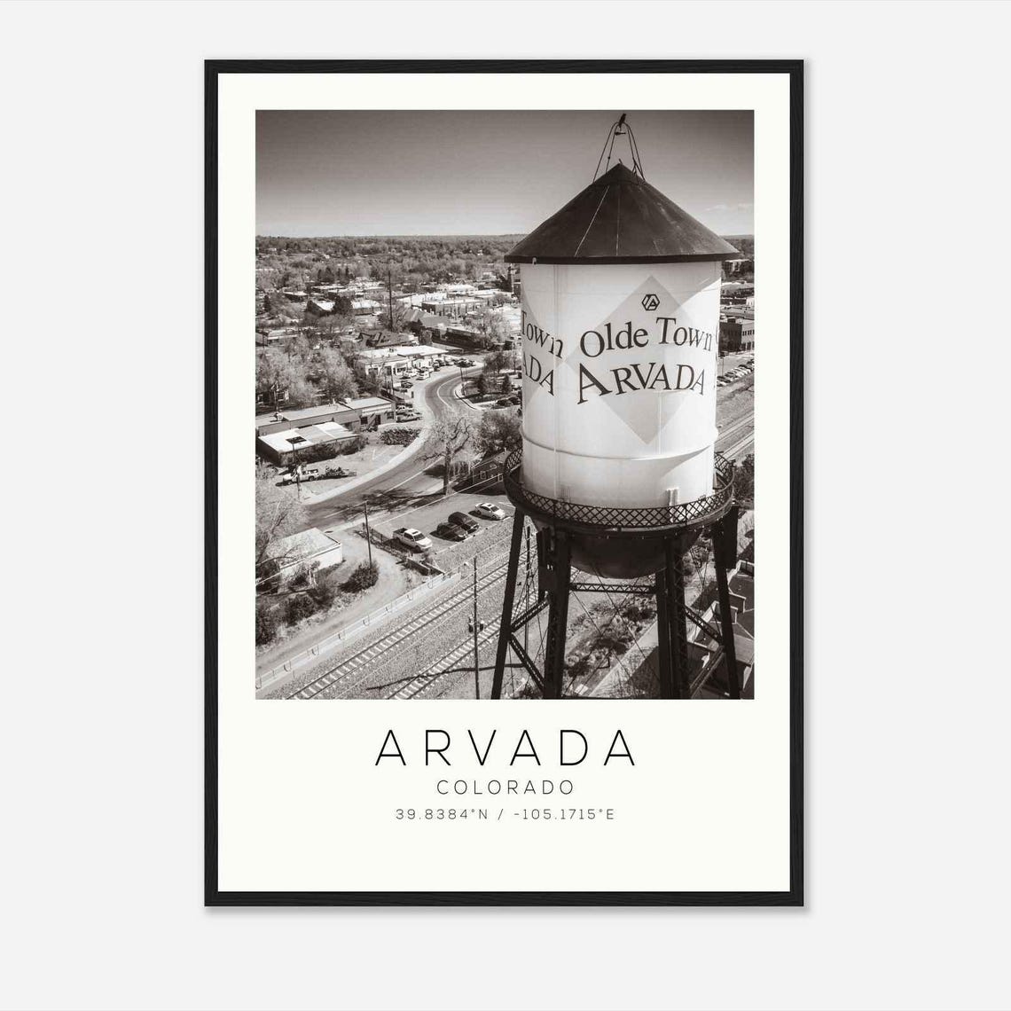 Arvada Colorado Olde Town Water Tower Aerial Town View Poster