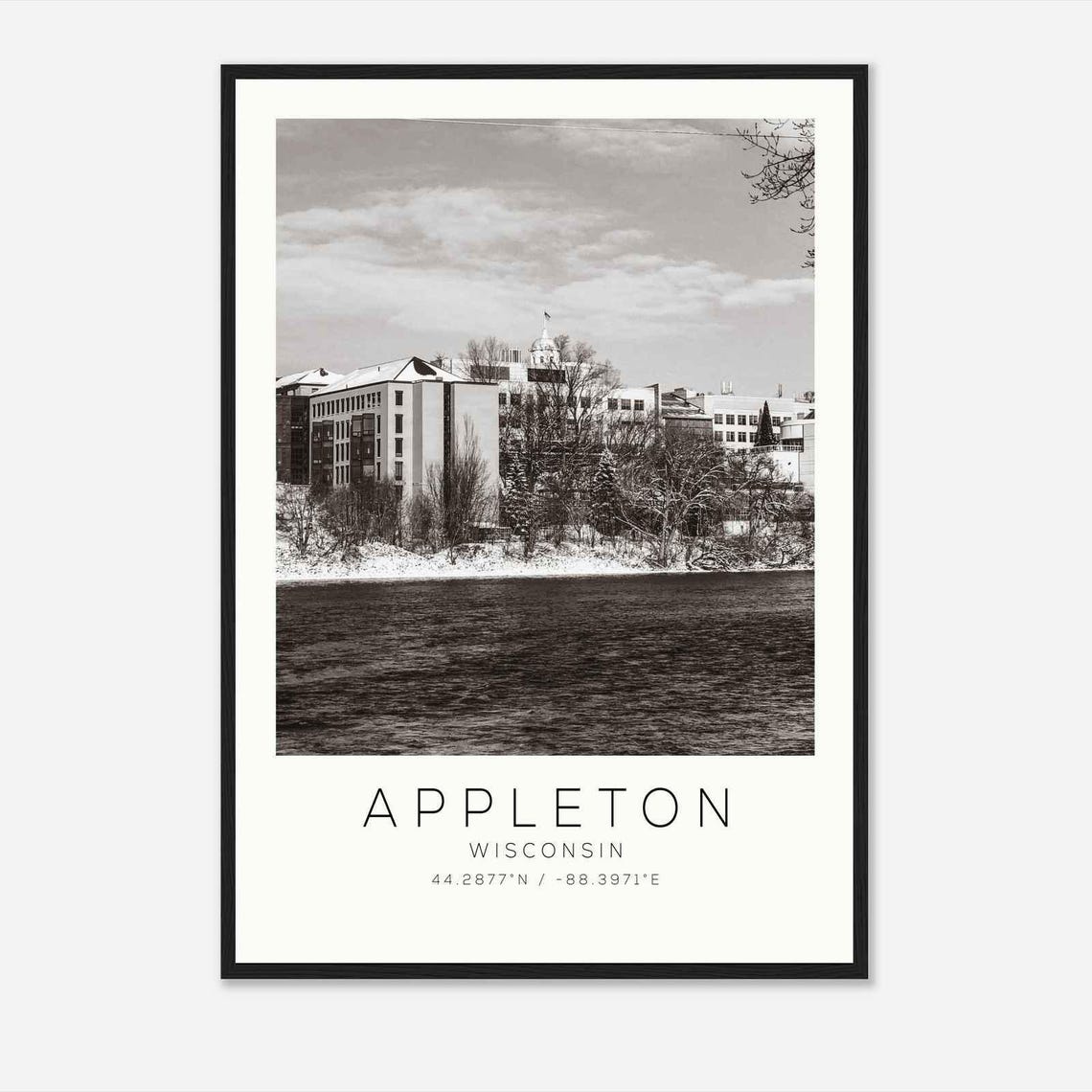 Appleton Wisconsin Winter Riverside Snow City View Photo Poster